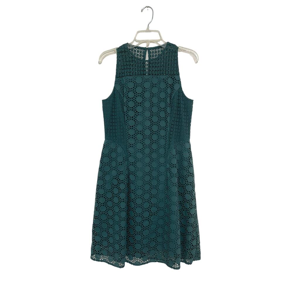 Tory Burch Hallie Eyelet Emerald Green Sleeveless Dress Size 8 - Picture 3 of 6